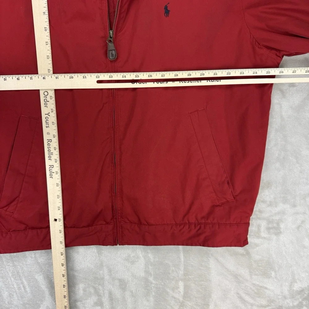 Polo Ralph Lauren Red Fleece Lined Winter Jacket XL Heavy Bomber Preppy Y2K Hood - Picture 5 of 9